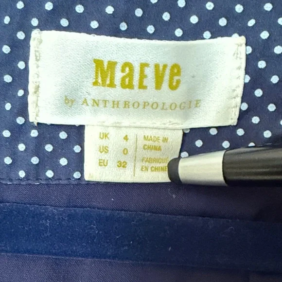 Anthropologie Navy and White Polka Dot Midi Dress - Picture 2 of 13